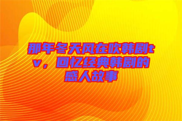 那年冬天風(fēng)在吹韓劇tv，回憶經(jīng)典韓劇的感人故事