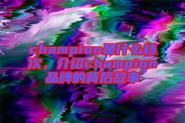 champion是什么檔次，介紹champion品牌的背后故事