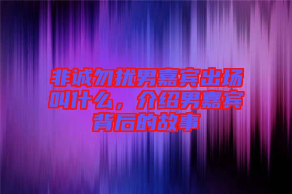 非誠(chéng)勿擾男嘉賓出場(chǎng)叫什么，介紹男嘉賓背后的故事