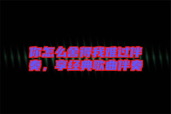 你怎么舍得我難過伴奏，享經典歌曲伴奏