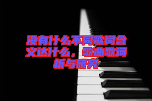 沒有什么不同歌詞含義達(dá)什么，歌曲歌詞析與研究