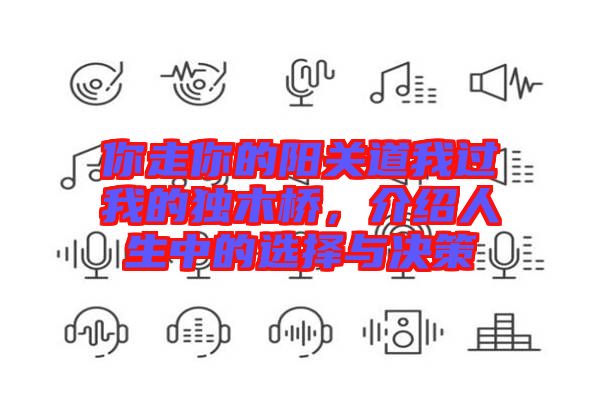 你走你的陽(yáng)關(guān)道我過我的獨(dú)木橋，介紹人生中的選擇與決策