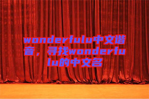 wonderfulu中文諧音，尋找wonderfulu的中文名