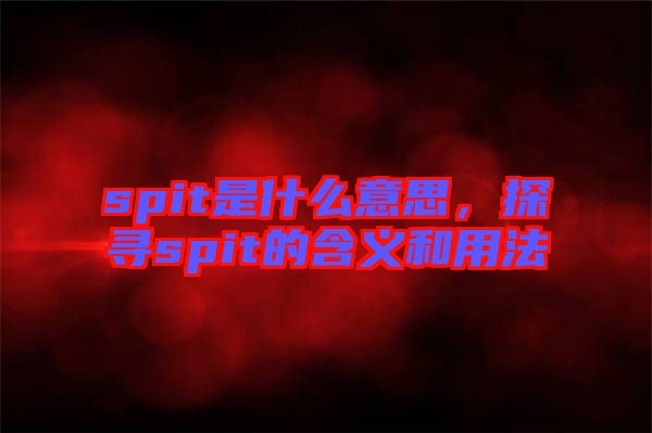 spit是什么意思，探尋spit的含義和用法