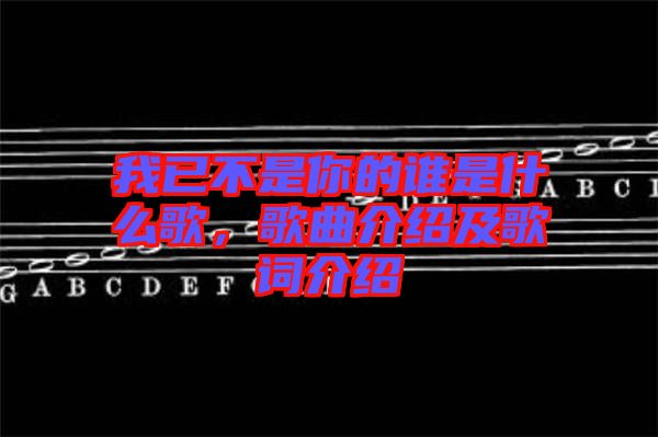 我已不是你的誰是什么歌，歌曲介紹及歌詞介紹