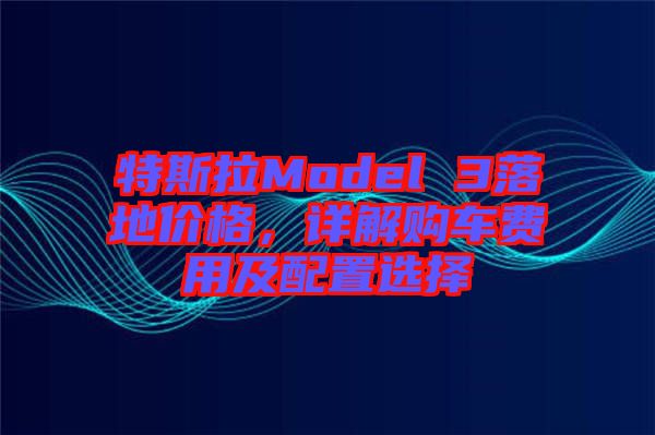 特斯拉Model 3落地價格，詳解購車費用及配置選擇