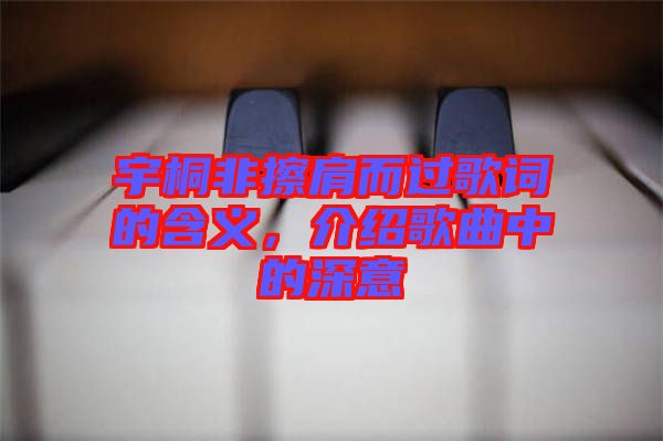 宇桐非擦肩而過(guò)歌詞的含義，介紹歌曲中的深意