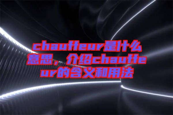 chauffeur是什么意思，介紹chauffeur的含義和用法