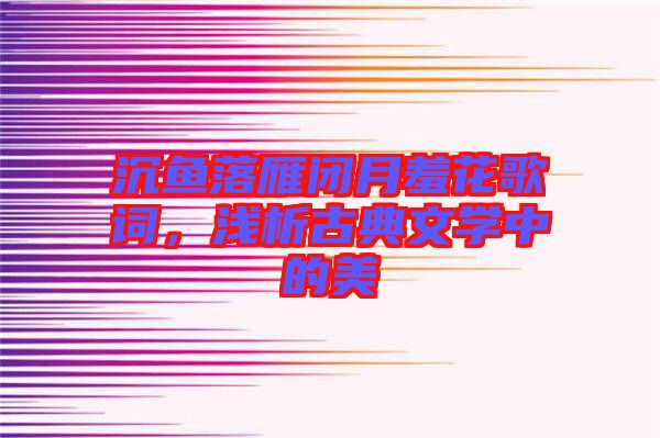 沉魚落雁閉月羞花歌詞，淺析古典文學中的美