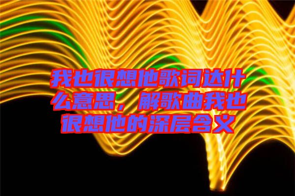 我也很想他歌詞達(dá)什么意思，解歌曲我也很想他的深層含義