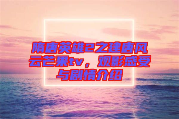 隋唐英雄2之建唐風(fēng)云芒果tv，觀影感受與劇情介紹