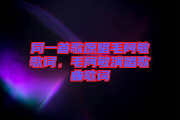 同一首歌原唱毛阿敏歌詞，毛阿敏演唱歌曲歌詞