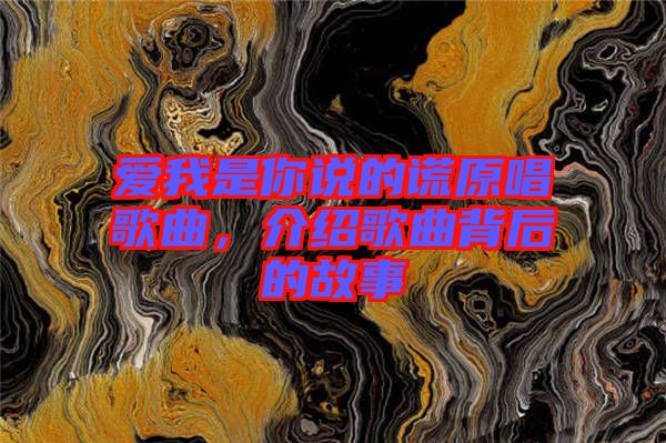 愛我是你說的謊原唱歌曲，介紹歌曲背后的故事