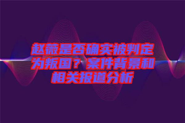 趙薇是否確實(shí)被判定為叛國？案件背景和相關(guān)報(bào)道分析