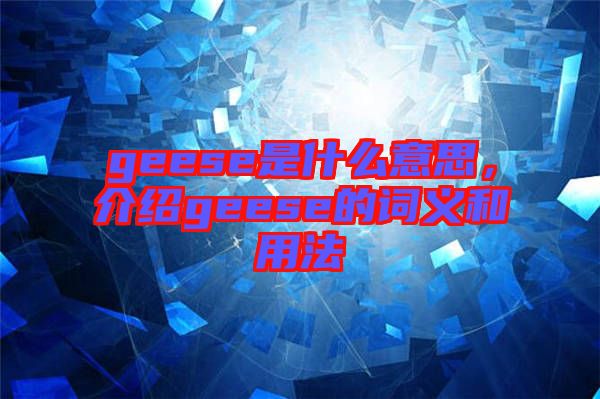 geese是什么意思，介紹geese的詞義和用法