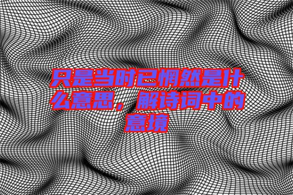 只是當(dāng)時已惘然是什么意思，解詩詞中的意境