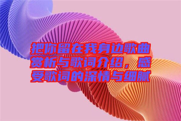 把你留在我身邊歌曲賞析與歌詞介紹，感受歌詞的深情與細膩