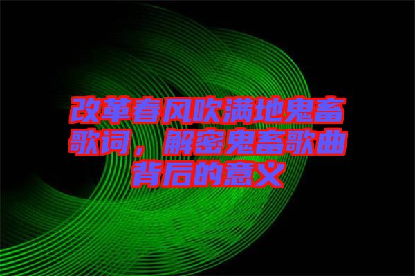 改革春風(fēng)吹滿地鬼畜歌詞，解密鬼畜歌曲背后的意義