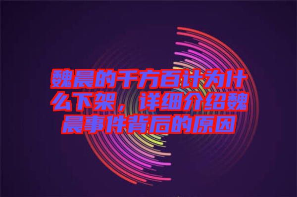 魏晨的千方百計(jì)為什么下架，詳細(xì)介紹魏晨事件背后的原因