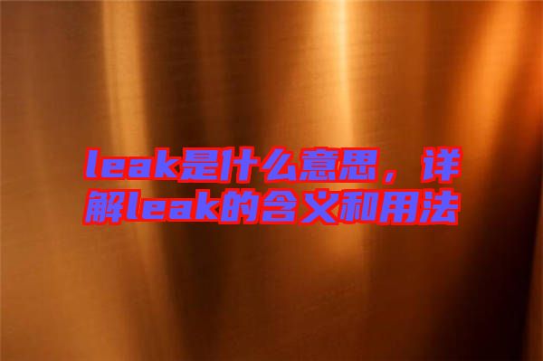 leak是什么意思，詳解leak的含義和用法