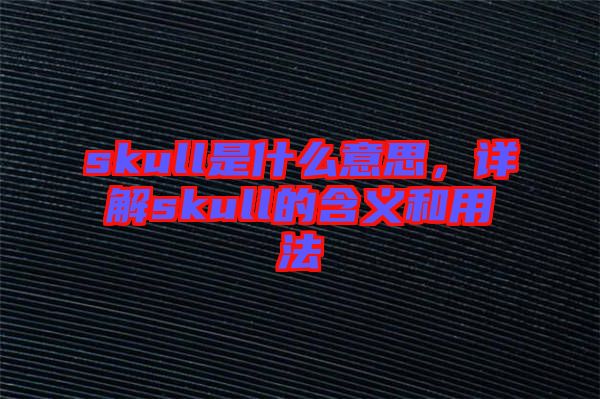 skull是什么意思，詳解skull的含義和用法