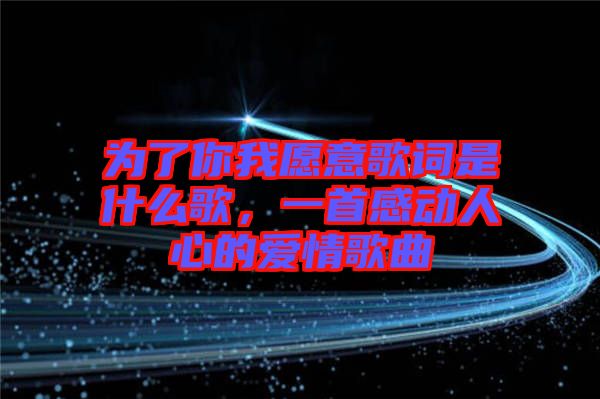 為了你我愿意歌詞是什么歌，一首感動人心的愛情歌曲