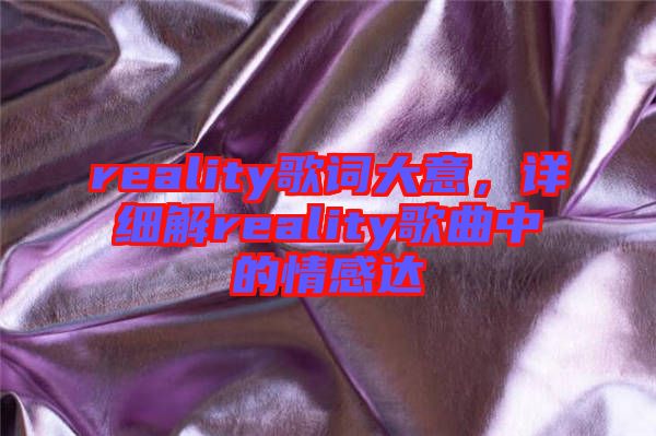 reality歌詞大意，詳細(xì)解reality歌曲中的情感達(dá)