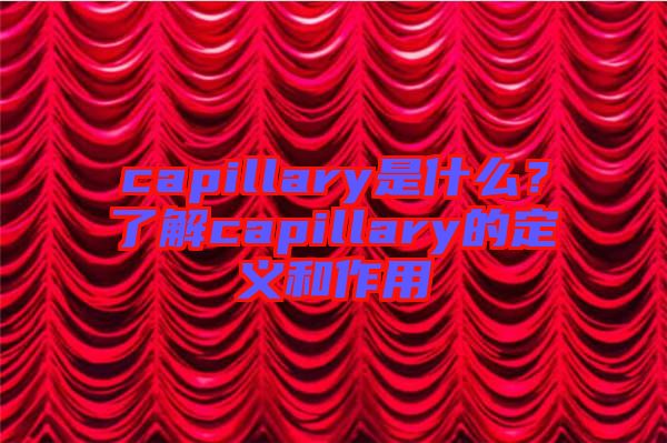 capillary是什么？了解capillary的定義和作用