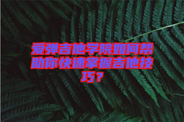 愛(ài)彈吉他學(xué)院如何幫助你快速掌握吉他技巧？