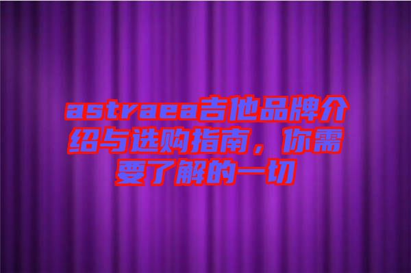 astraea吉他品牌介紹與選購(gòu)指南，你需要了解的一切