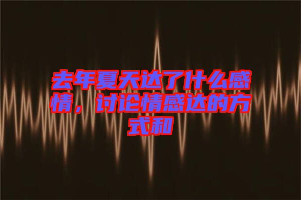 去年夏天達了什么感情，討論情感達的方式和