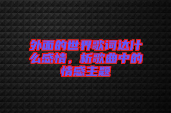 外面的世界歌詞達什么感情，析歌曲中的情感主題