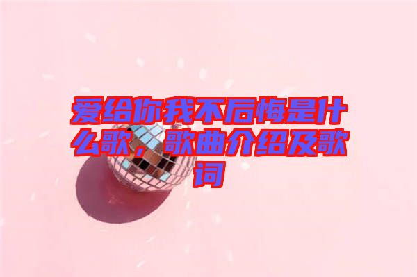 愛給你我不后悔是什么歌，歌曲介紹及歌詞