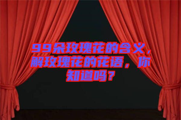 99朵玫瑰花的含義，解玫瑰花的花語(yǔ)，你知道嗎？