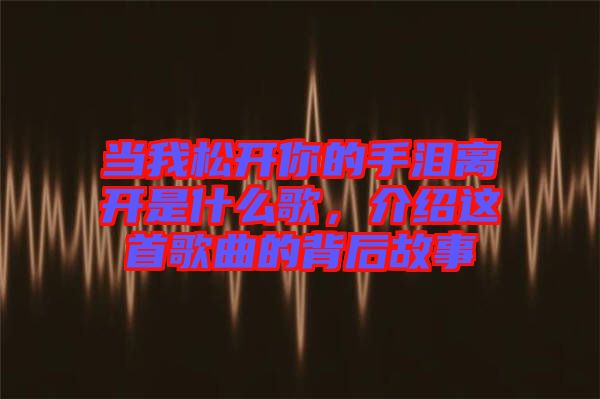 當(dāng)我松開(kāi)你的手淚離開(kāi)是什么歌，介紹這首歌曲的背后故事