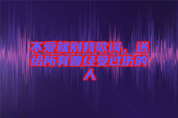 不愛(ài)就別我歌詞，送給所有曾經(jīng)受過(guò)傷的人