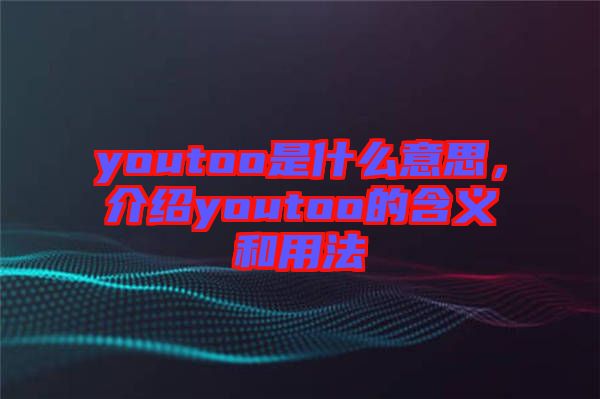 youtoo是什么意思，介紹youtoo的含義和用法