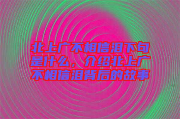 北上廣不相信淚下句是什么，介紹北上廣不相信淚背后的故事