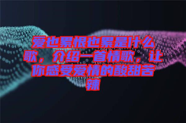 愛(ài)也累恨也累是什么歌，介紹一首情歌，讓你感受愛(ài)情的酸甜苦辣