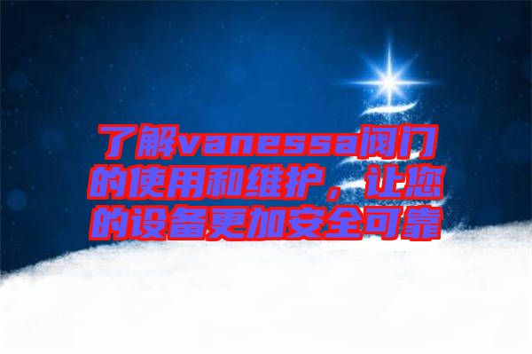 了解vanessa閥門(mén)的使用和維護(hù)，讓您的設(shè)備更加安全可靠