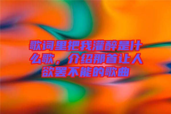 歌詞里把我灌醉是什么歌，介紹那首讓人欲罷不能的歌曲