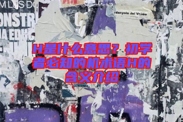 H是什么意思？初學者必知的機術(shù)語H的含義介紹