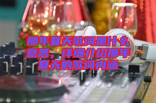 那年夏天歌詞是什么意思，詳細(xì)介紹那年夏天的歌詞內(nèi)涵