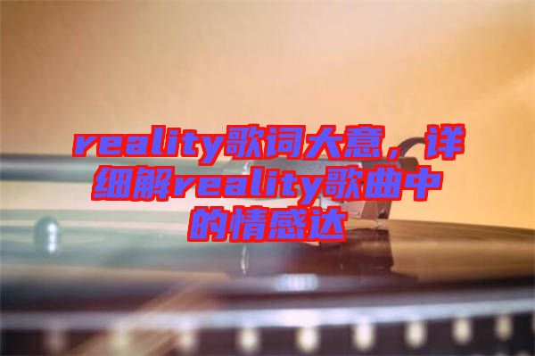 reality歌詞大意，詳細(xì)解reality歌曲中的情感達(dá)