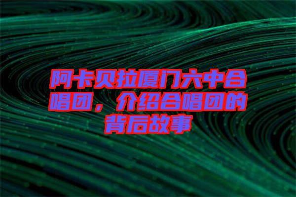 阿卡貝拉廈門六中合唱團(tuán)，介紹合唱團(tuán)的背后故事