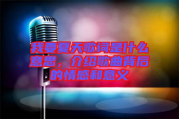 我要夏天歌詞是什么意思，介紹歌曲背后的情感和意義