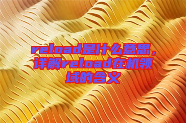 reload是什么意思，詳解reload在機領域的含義