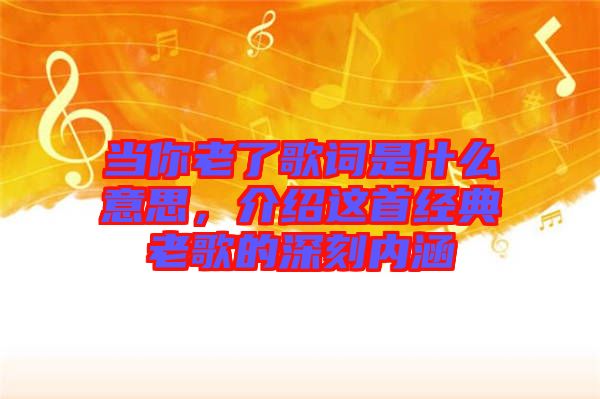 當你老了歌詞是什么意思，介紹這首經典老歌的深刻內涵