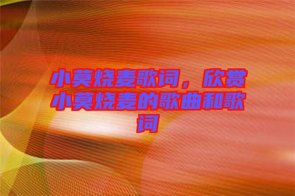 小莫燒麥歌詞，欣賞小莫燒麥的歌曲和歌詞