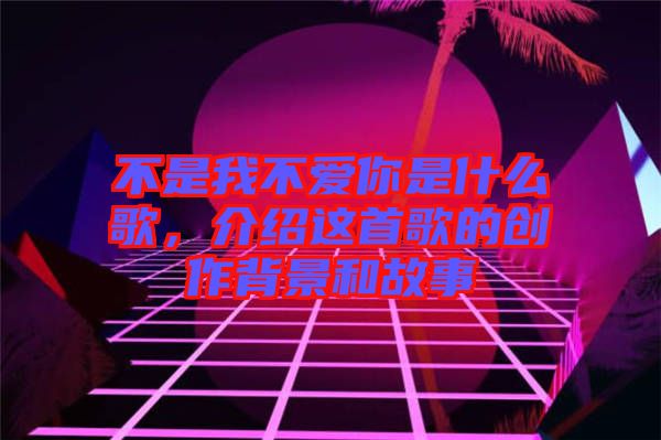 不是我不愛你是什么歌，介紹這首歌的創(chuàng)作背景和故事